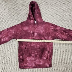 VTG 90s Champion Reverse Weave Hoodie Hooded Sweatshirt Size Small Red Tie-Dye